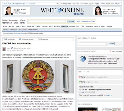 Screenshot der Website