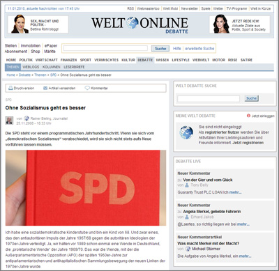 Screenshot der Website